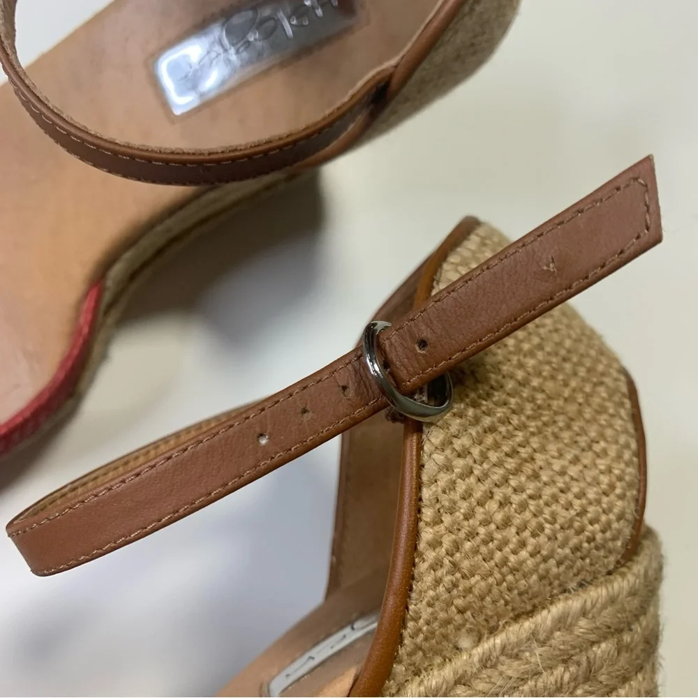 Halogen Red and Tan Espadrille Wedge Sandals